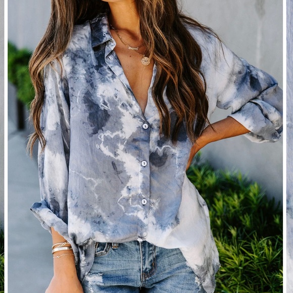 Tie Dye Button Down Tunic - Picture 2 of 8